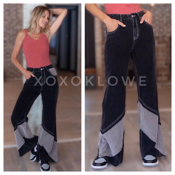 POL Black & Gray Retro High Waist Flare Leg Essential Cords - Picture 8 of 16